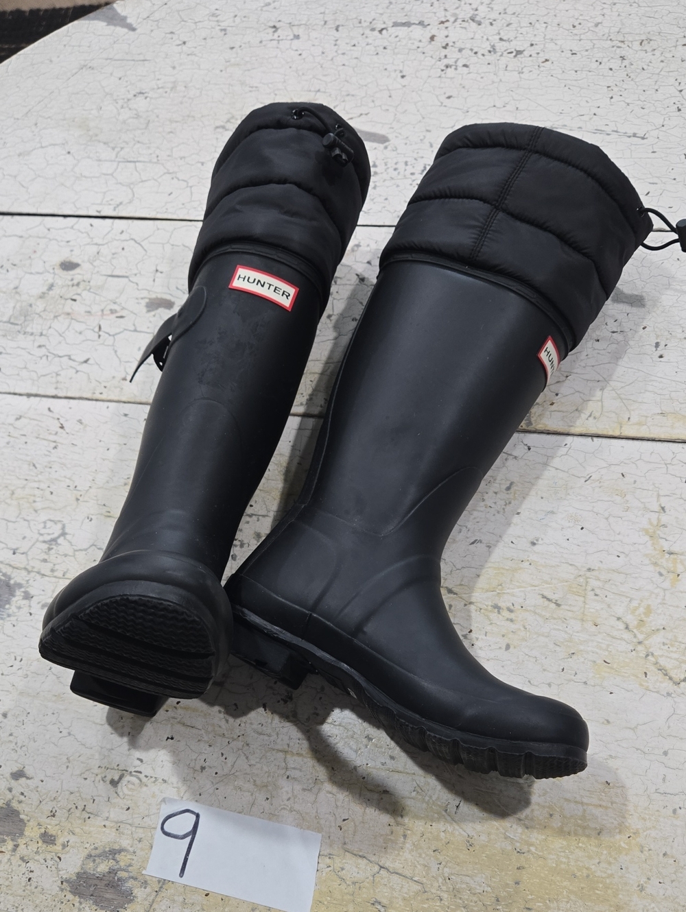 Hunter Boot Original Tall Quilted Cuff boots Black Matte Finish Size 38-7